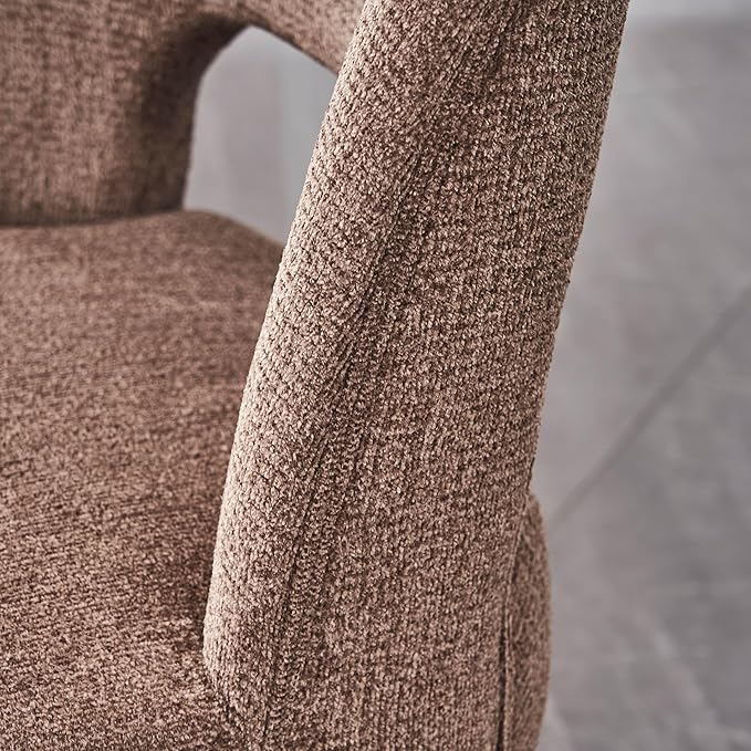 VKNOW Wooden Dining Chairs Set of 4, Modern Fabric Upholstered Dining Room Chair Kitchen Chairs, Farmhouse Dinner Chair for Kitchen Dining Room, Brown