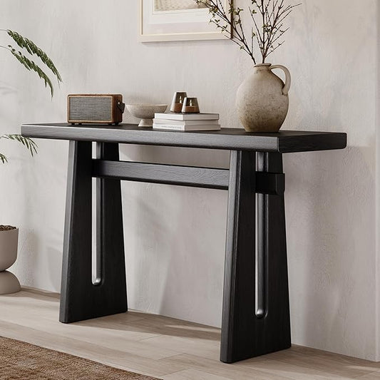 Modern Entryway Console Table 59.25-Inch Simple Open Style Entry Sofa Table Accent Furniture for Living Room Hallway Entrance, Black