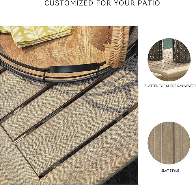 Signature Design by Ashley Gerianne Outdoor Square End Table with Slatting Styling and 5-Step Finishing Process, Eucalyptus Wood Frame, 22" High, Grayish Brown