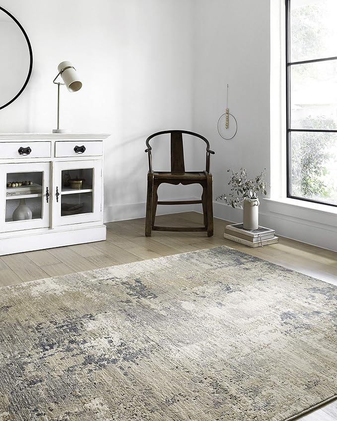Loloi Teagan Collection TEA-06 Sand/Mist 11'-6" x 15' Area Rug, Large, Soft Neutral Rug, High-Traffic for Living Room, Bedroom, Home Office, Dining Area