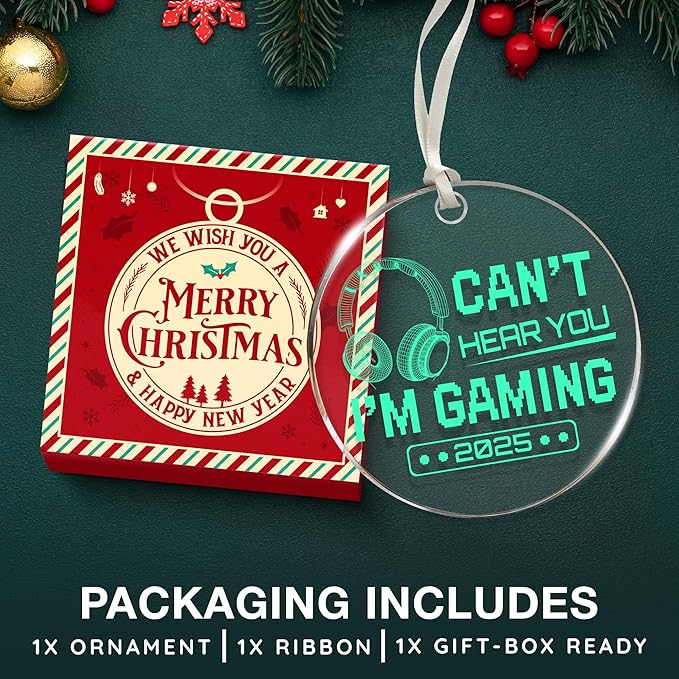 Gaming Ornaments for Christmas Tree - Innovative Gamer Ornaments 2025 Design, Gifts for Video Games Lovers, Unique Headphone Ornament, 'Can't Hear You, I'm Gaming' Theme, Ideal Gift for Gamers