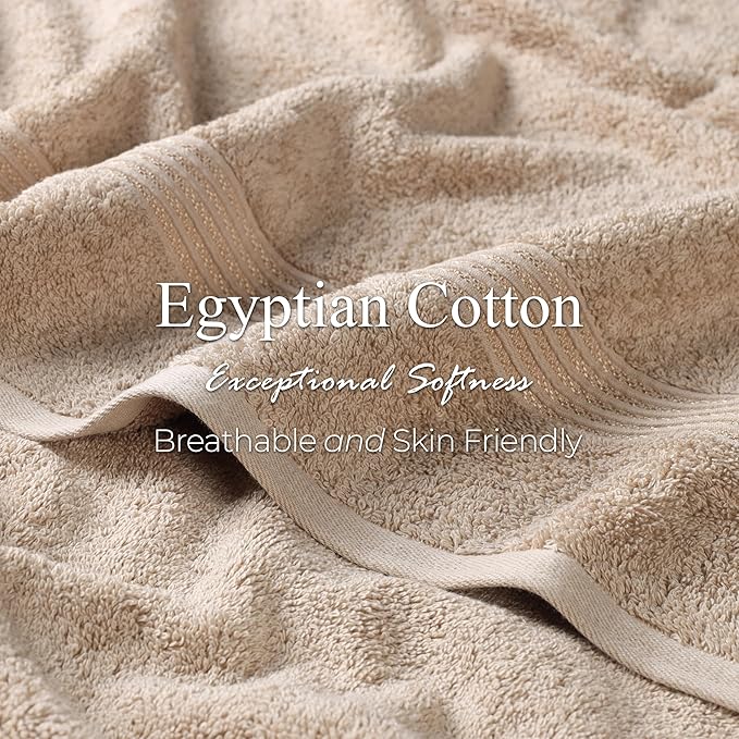 Superior Egyptian Cotton 9-Piece Towel Set, Assorted Towels for Home Bathroom, Guest Bath Decor Essentials, Includes 3 Bath, 3 Hand, 3 Face Towels/Washcloths, Quick Dry, Absorbent - Taupe