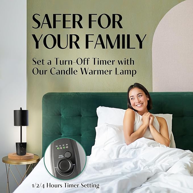 Candle Warmer Lamp with Timer and Dimmer & Includes 2 Bulbs, Electric Wax Candle Lamp Warmer for Jar Candles, Home Decor Aesthetic, and House Warming Gifts - Black Wood