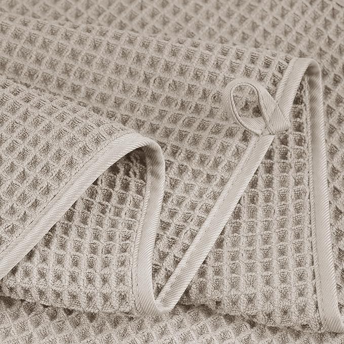 POLYTE 430 GSM Microfiber Quick Dry Lint Free Bath Sheet, 70 x 35 in, Set of 2 (Waffle Weave)