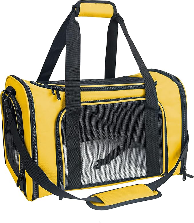 Soft Sided Carrier for Small Medium Cats Dogs,Removable Pad Collapsible Travel Pet Carrier Large Yellow