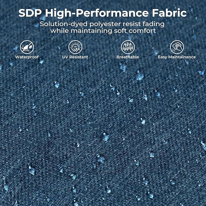 Grand patio 5-Piece Outdoor Furniture Set with 3-Seat Couch, Thick Cushions and Nesting Coffee Tables, Wicker Sofa Conversation Set for Backyard, Peacock Blue