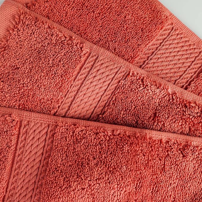 Superior Egyptian Cotton Pile Bath Sheet Set of 2, Ultra Soft Luxury Towels, Thick Plush Essentials, Absorbent Heavyweight, Guest Bath, Hotel, Spa, Home Bathroom, Shower Basics, Coral