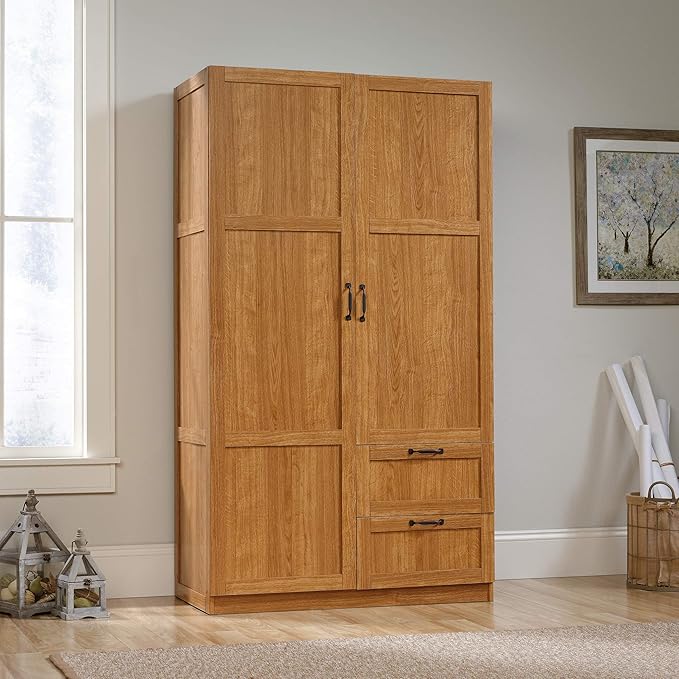 Sauder Storage Cabinet, Highland Oak Finish