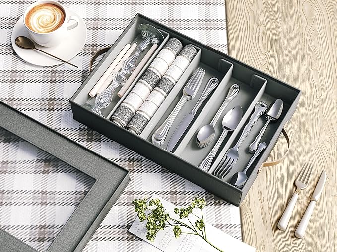 Hard Shell China Storage Containers – 8 Piece Set for Storing Dinner Plates, Salad Plates, Mugs, Quilted Dividers for Safe Moving and Seasonal Storage, Grey