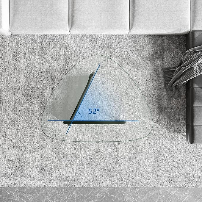 Noguchi Triangle Glass Coffee Table with Solid Wood Base, Vintage Clear Glass Top Modern Design for Living Room, Patio, Study, Black