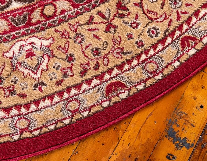 Unique Loom Reza Collection Traditional Persian Style Area Rug, 8' 0" x 8' 0", Burgundy/Ivory