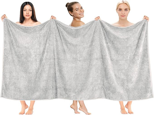Cotton Paradise 100% Cotton 40x80 Oversized Bath Sheet, Extra Large Turkish Bath Towels for Bathroom, Silver Grey Bathsheet
