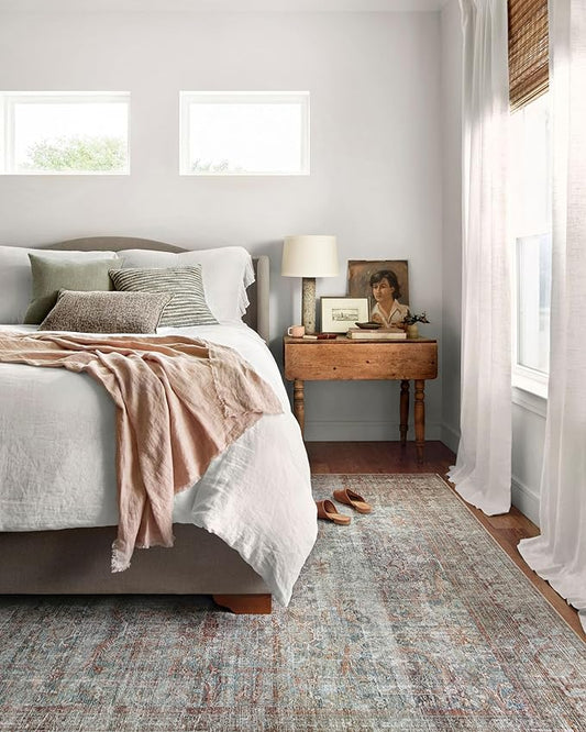 Loloi Chris Loves Julia Jules Collection JUL-05 Lagoon/Brick 7'-6'' x 9'-6'', .13" Pile Height, Area Rug