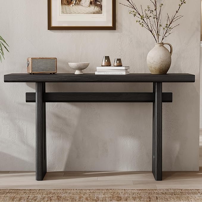 Modern Entryway Console Table 59.25-Inch Simple Open Style Entry Sofa Table Accent Furniture for Living Room Hallway Entrance, Black