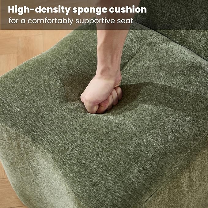 Green Upholstered Dining Chairs Set of 6, Armless Modern Chenille Dining Chairs with High Back, Kitchen Chair for Dining Room/Restaurant/Living Room