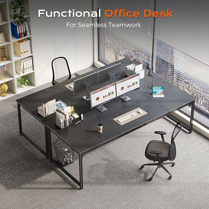 PRAISUN 78.7 X 29.5 Inch Computer Desk with Deeper Desktop, Long Gaming Office Writing Work Desk for Home Office, Study, Bedroom, Work from Home, Metal Frame, Black