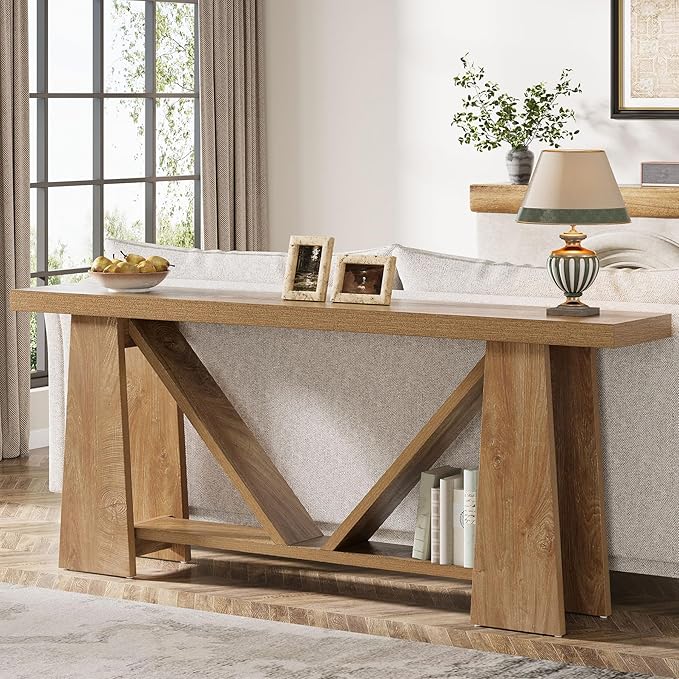 Tribesigns 70.9-Inch Extra Long Console Table, Farmhouse Entryway Table with Storage, Narrow Wooden Couch Table Behind Sofa for Living Room, Entrance, Hallway