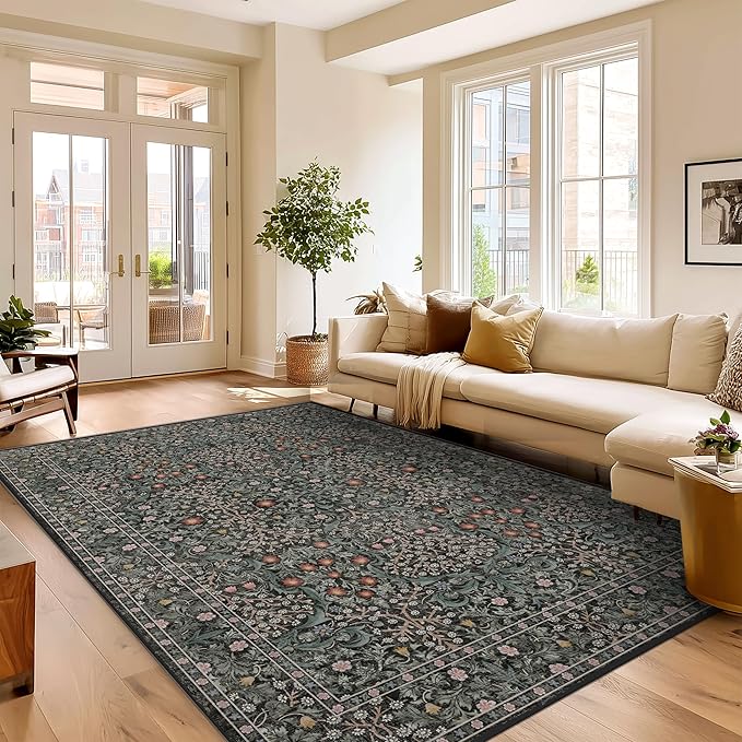 9x12 Rugs for Living Room Washable Green Area Rug