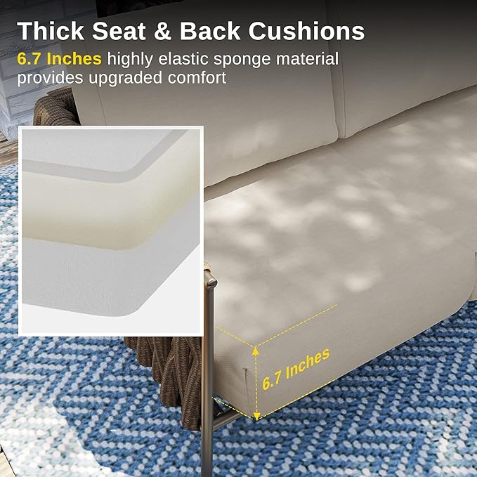 EAST OAK Life Chatter Patio Furniture Set 5 Pieces, Outdoor Furniture 5-Seat Sofa with Two Round Coffee Table, Waterproof Thick Cushion Deep Seating for Porch, Balcony, Chestnut Brown & Creamy Apricot