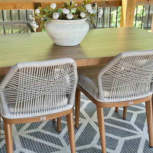 PURPLE LEAF Patio Dining Chair Set 2 Pieces Aluminum Modern Furniture Seating for Garden Kitchen Porch Outdoor Wicker Dining Chairs with Sunbrella Cushions