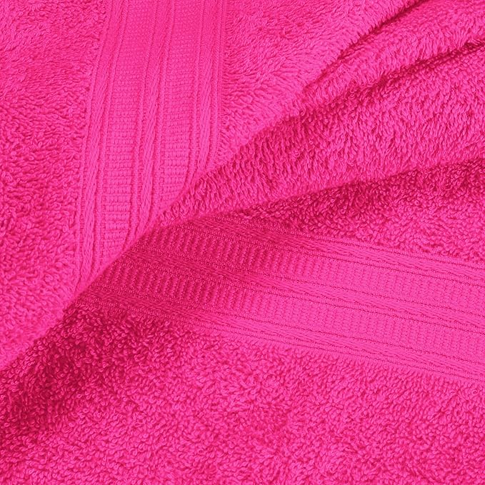 BOUTIQUO Ultra Soft Cotton 6 -Piece Hand Towel Set 16x24 Inch, Ideal for use in Bathroom, Kitchen, Gym, Spa & General Cleaning, Compact & Lightweight Multi Purpose Hand Towels - Hot Pink