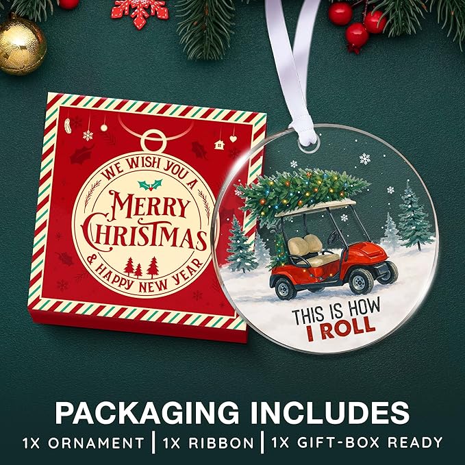 Golf Cart Ornament - Ideal Golf Ornament for Christmas Tree 2025 - Gifts for Golfer, Men, Women - Funny Ornaments for Golfer - Golf Ornaments - Golf cart Christmas Decorations