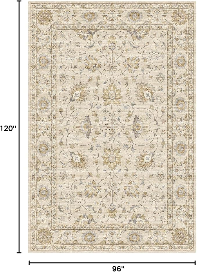 Machine Washable Soft Area Rug 8x10 with Non Slip Backing for Living Room,Floor Decoration Carpet Mat Area Rugs 8x10 Clearance Bedroom Rug for Living Room (Beige Gold, 8X10FT)……