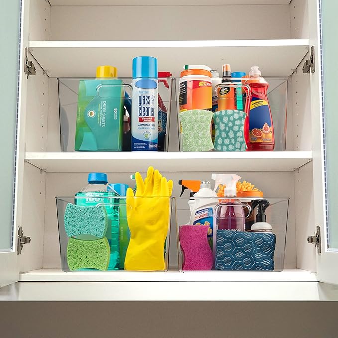 ClearSpace Clear Plastic Storage Bins – XL 6 Pack Perfect Kitchen or Pantry Organization Fridge Organizer and Storage Bins, Cabinet Organizers