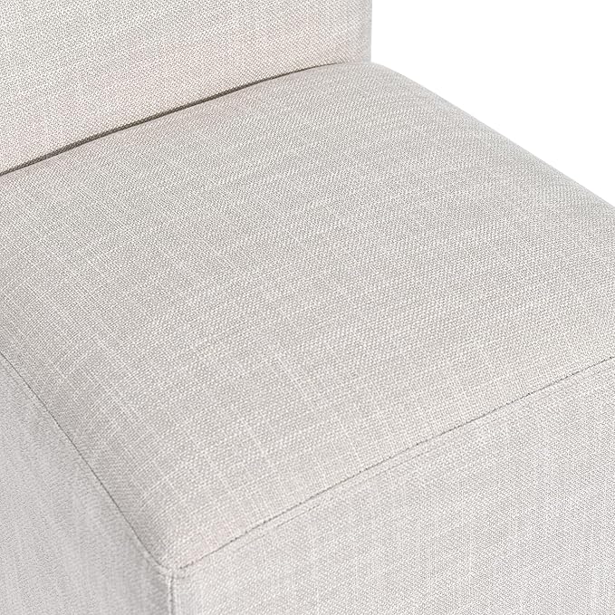 DUHOME Upholstered Dining Chair with Casters - Set of 4, Armless Modern Rolling Linen Dining Chairs with Wheels for Dining, Bedroom, Reading, Living Room