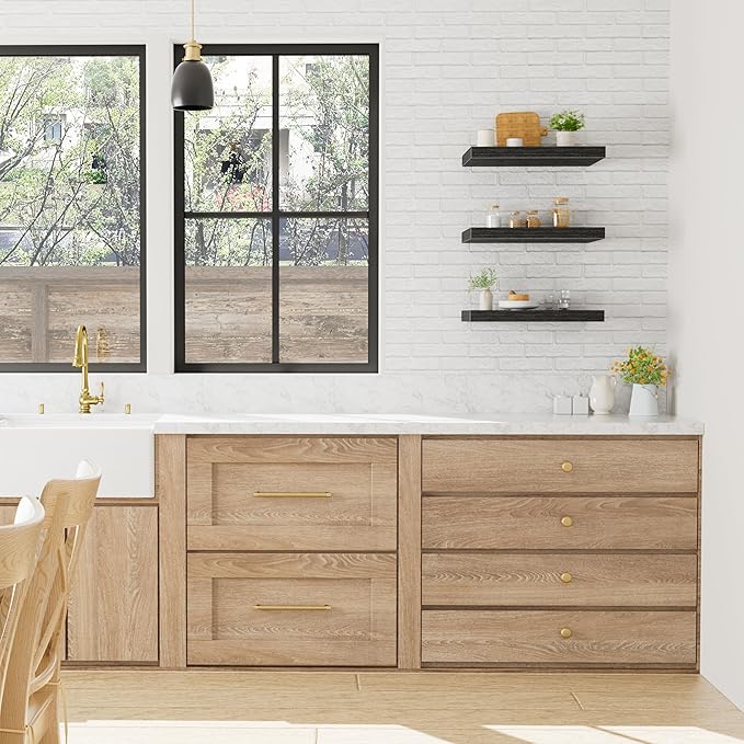 QEEIG 12" Deep Floating Shelves for Wall - 12 x 16 inch Book Shelf Bathroom Bedroom Kitchen Living Room Hanging Bookshelf Farmhouse Set of 3, Black (026-40B3)