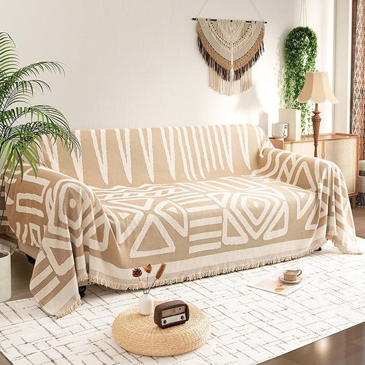 Couch Cover for 2-3 Cushion Couch Sofa Pet Friendly, Boho Sectional L Shaped Sofa Cover Washable for Dogs Cats Kids, Leather Furniture Protector Slipcover Decor for Living Room, 71"x118"