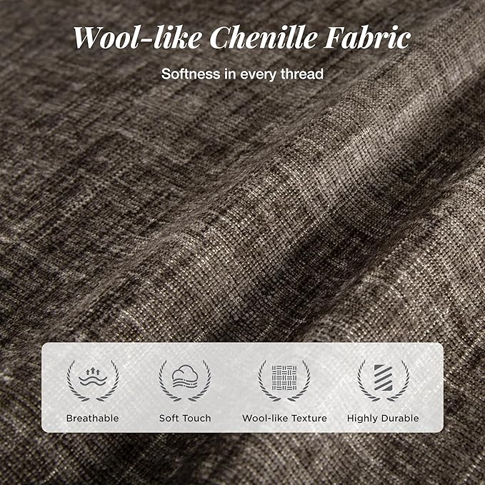 U-Shaped Cloud Modular Sofa Set, Deep Seat 3-Piece 7-Seater Sectional Couch & Removable Arms, Plush Chenille for Living Room - Smoky Gray