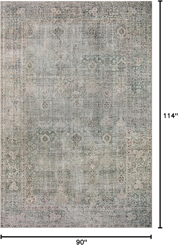 Loloi Chris Loves Julia Jules Collection JUL-08 Emerald/Antique Ivory 7'-6'' x 9'-6'', .13" Pile Height, Area Rug