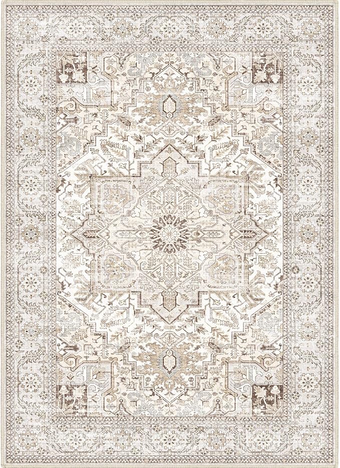 Area Rug 9x12 for Living Room, Large Cream Area Rugs, Large Rugs for Living Room,Washable Area Rug (Cream 9x12)