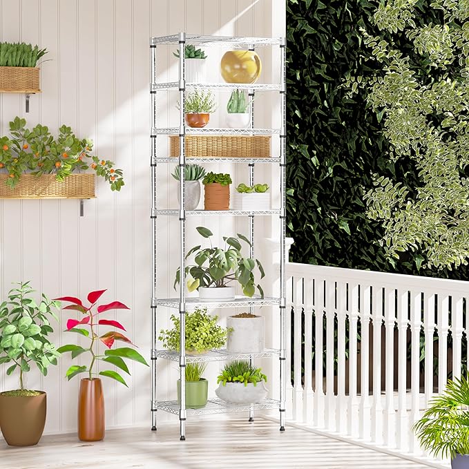 IZEUK 8 Tier Adjustable Metal Storage Shelving Unit, Heavy Duty Standing Rack Organizer for Kitchen, Pantry, Laundry Room, Garage or Basement, 2000 lbs Capacity, 23.6 W x 13.8 D x 79.5 H, Chrome