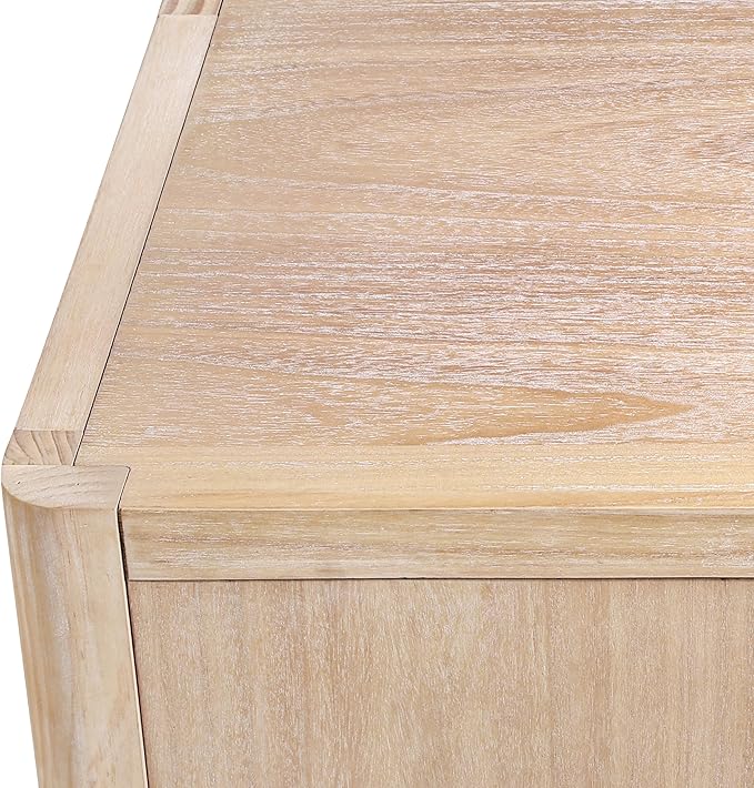 Farmhouse Wood 4-Door Cabinet Sideboard with Smooth Rounded Corners, Rustic Accent Entryway Console Table for Hallway Living Room Dining Room