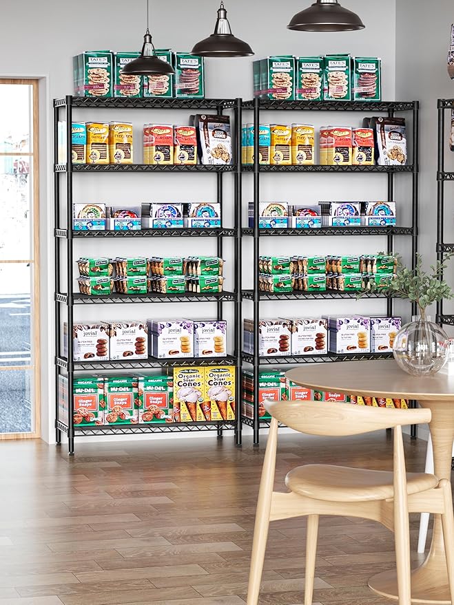 6 Tier Adjustable Storage Shelves,Heavy Duty Metal Utility Shelf 1500LBS Capacity Wire Shelving Unit Organizer Rack for Home Kitchen Pantry Room 14" D x 36" W x 72" H Black