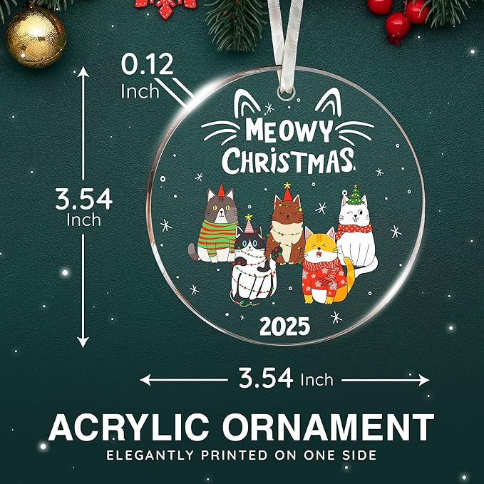 Cat Ornament - Christmas Tree Decorations for Cat Lovers, 2025 Kitty Christmas Ornaments, Unique cat Ornaments for a Festive Celebration, Ideal for Adding Feline Fun to Your Holiday Decor