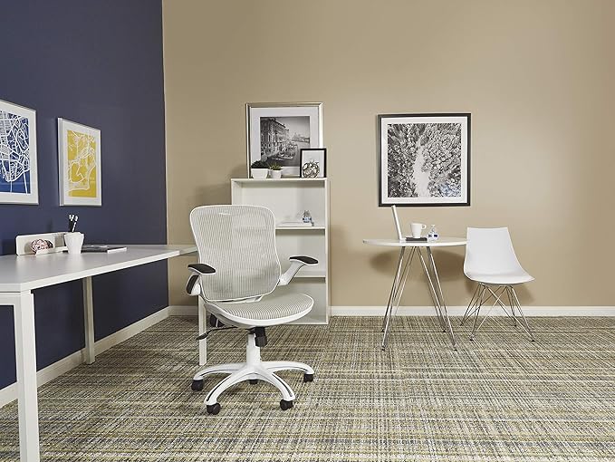 Office Star Ventilated Manager's Office Desk Chair with Breathable Mesh Seat and Back, White Base, White