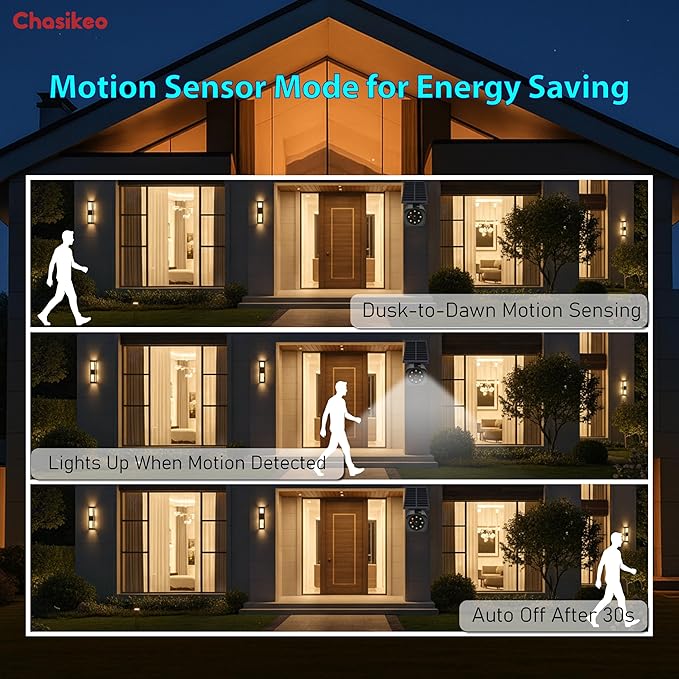 Chaiskeo Solar Motion Lights Outdoor, Solar Spot Lights with Motion Sensor, IP67 Waterproof Solar Powered Security Lights, LED Spotlight for Garden, Yard, Pathway, Fence, Driveway(1 Pack)