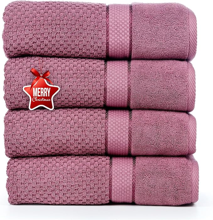 Ample Decor 100% Cotton Grape Purple Hand Towel for Kitchen, Popcorn Textured Absorbent Premium Quality - 18 X 28 Inch 4 Pcs