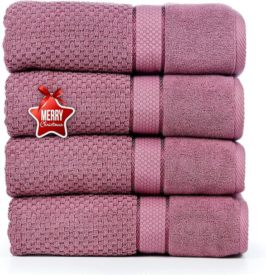 Ample Decor 100% Cotton Grape Purple Hand Towel for Kitchen, Popcorn Textured Absorbent Premium Quality - 18 X 28 Inch 4 Pcs