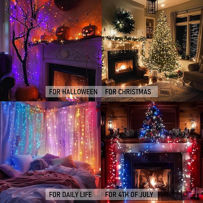 Dazzle Bright Color Changing Christmas Lights, 66ft 200 LED RGB String Lights with Remote & Timer, Fairy Lights for Indoor Outdoor Xmas Tree Party Wedding Halloween Decorations