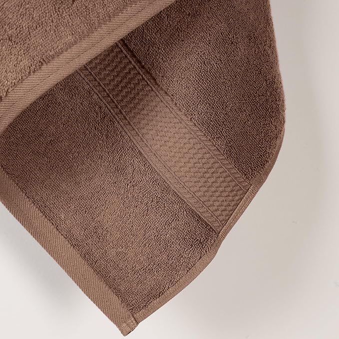 Superior Egyptian Cotton Pile Bath Towel Set of 2, Ultra Soft Luxury Towels, Thick Plush Essentials, Absorbent Heavyweight, Guest Bath, Hotel, Spa, Home Bathroom, Shower Basics, Chocolate