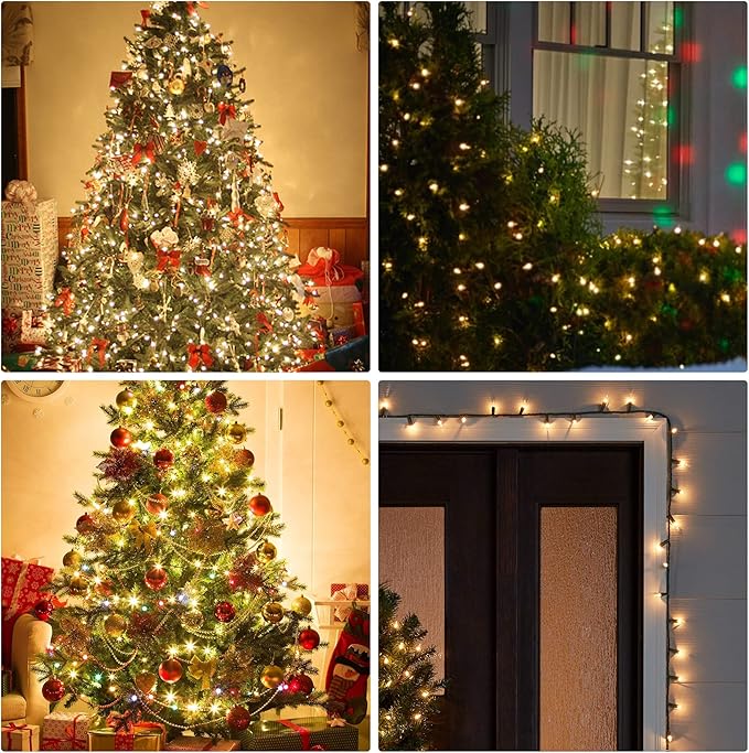 Dazzle Bright Christmas Mini String Lights, 60FT 300 Count Incandescent Waterproof Fairy Lights Plug in, Connectable Christmas Decorations for Indoor Outdoor Home Party Garden Yard, Warm White