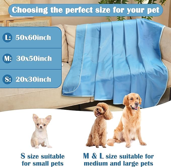 Kritter Planet Small Cooling Pad for Dog, Waterproof Cooling Pet Mat for Summer, Lightweight Cooling Outdoor Mat, Reversible Furniture Cover Couch, 20 x 30 inch, Blue