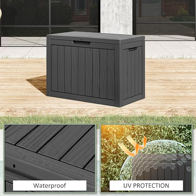 45 Gallon Outdoor Storage Box, Resin Deck Boxes Outdoor Waterproof For Patio Furniture, Garden Tools, Pool Supplies, Durable And UV Resistant, Lockabl