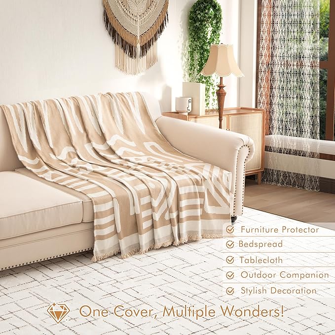 Couch Cover for 2-3 Cushion Couch Sofa Pet Friendly, Boho Sectional L Shaped Sofa Cover Washable for Dogs Cats Kids, Leather Furniture Protector Slipcover Decor for Living Room, 71"x118"