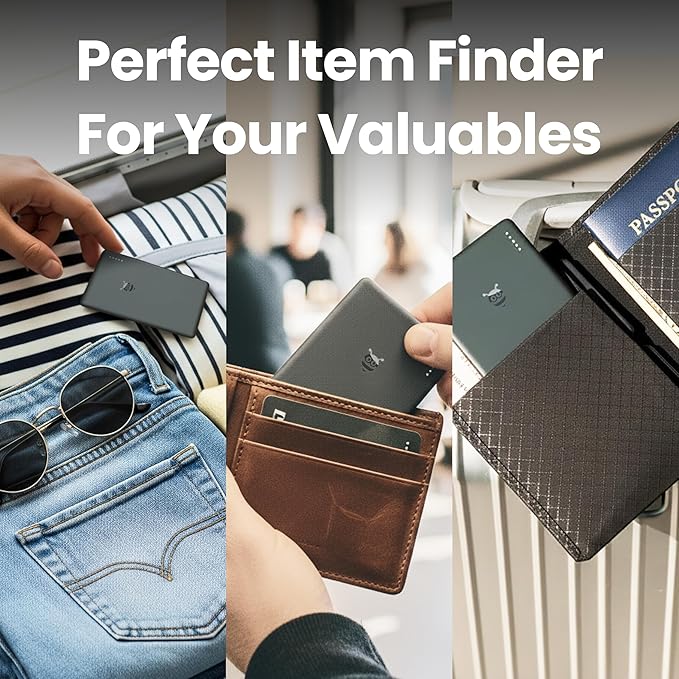 Pebblebee Tracker Card Universal - Rechargeable Slim Item Tracker | Alternative to Air Tag & Android Trackers | 18-Month Battery Life | Works with Both Android & iOS Find My Apps | LED & Sound Alerts