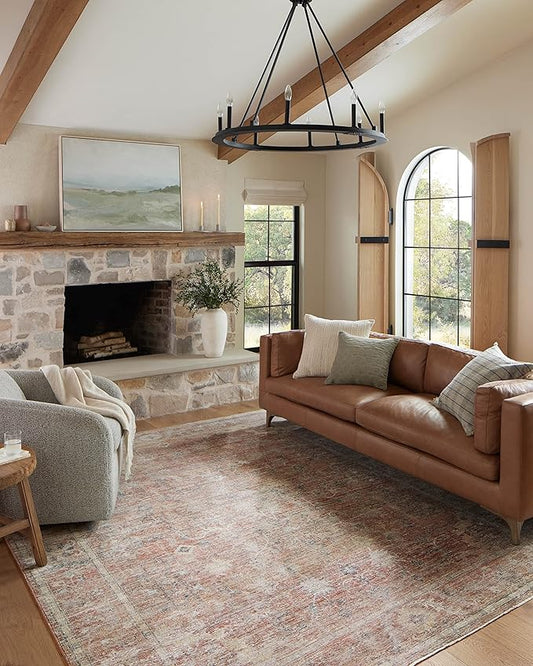 Loloi Magnolia Home by Joanna Gaines Millie Collection MIE-04 Sunset/Multi 9'-6" x 9'-6", .25" Pile Height, Round Area Rug